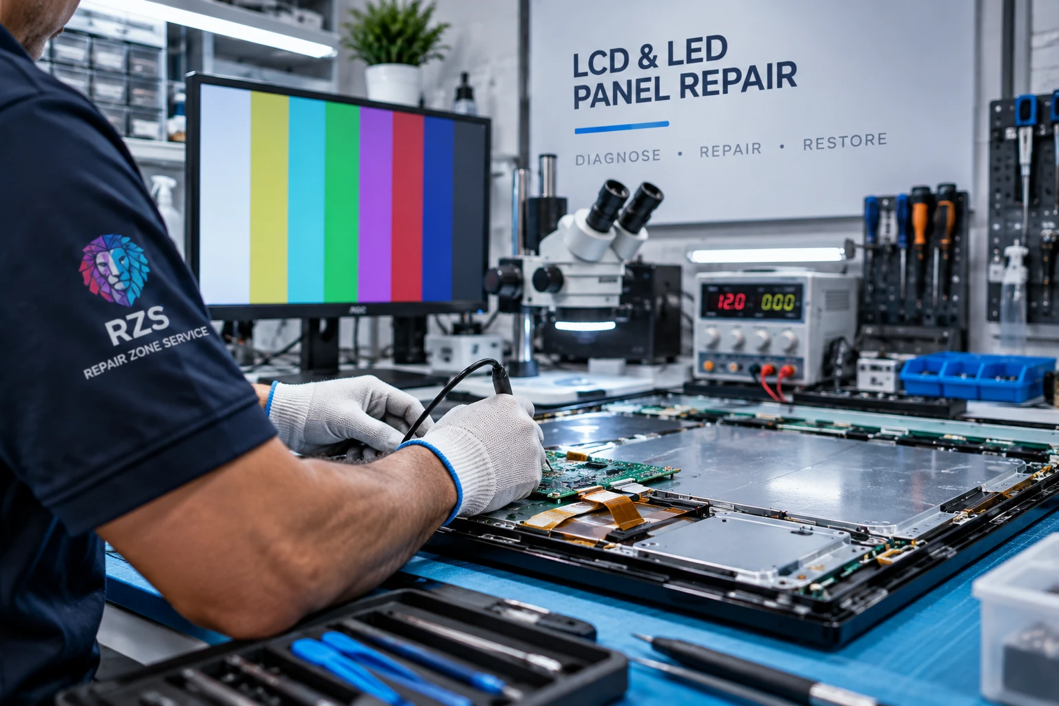 LCD & LED Panel Repair diagnosis and recovery workbench